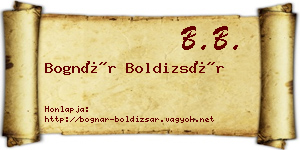 Bognár Boldizsár névjegykártya